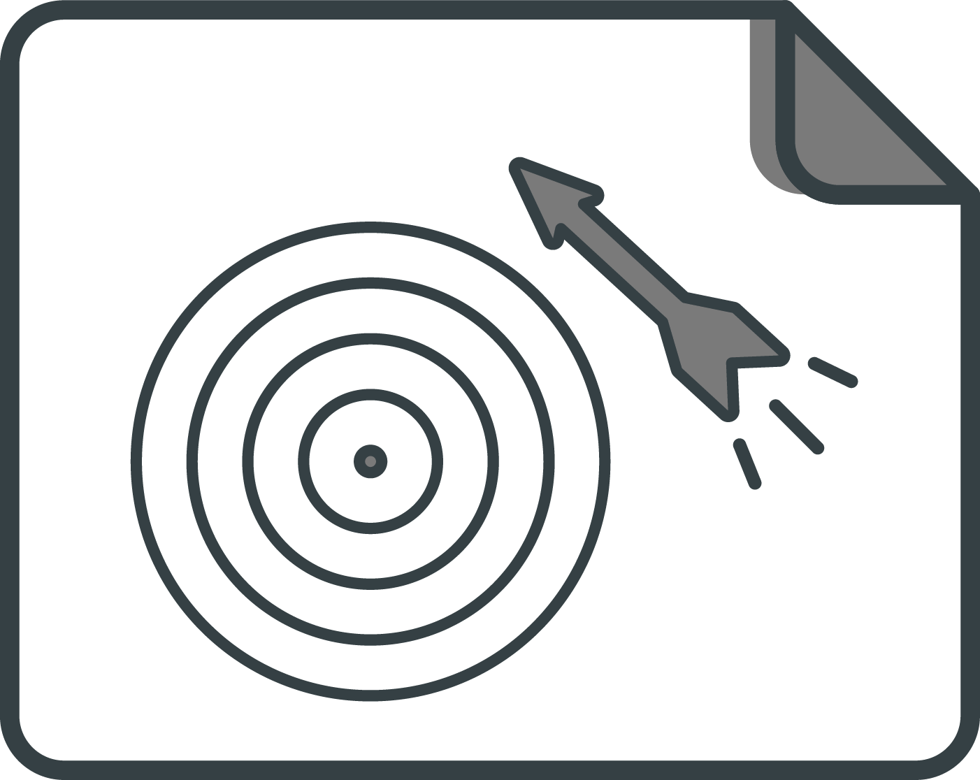 Die Icon-Illustration zeigt einen Pfeil der sein Ziel verfehlt. Ebenso verfehlen schlechte Präsentationen die gewünschte Wirkung.